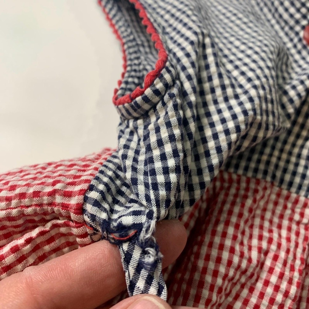 Vintage Growing Up Lord And Taylor Red And Blue Gingham Sleeveless Dress Girls M - Picture 9 of 10